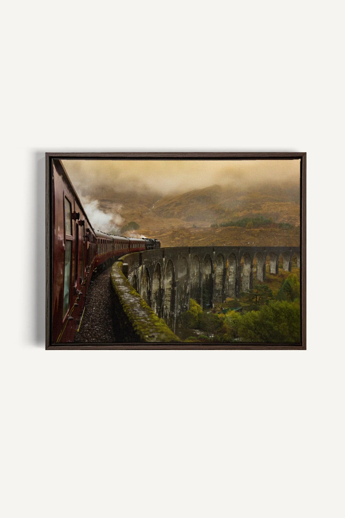 OLEKA CANVAS - ROUTE DU MYSTÈRE, Oeuvre sur toile étirée, encadré Brun Noyer