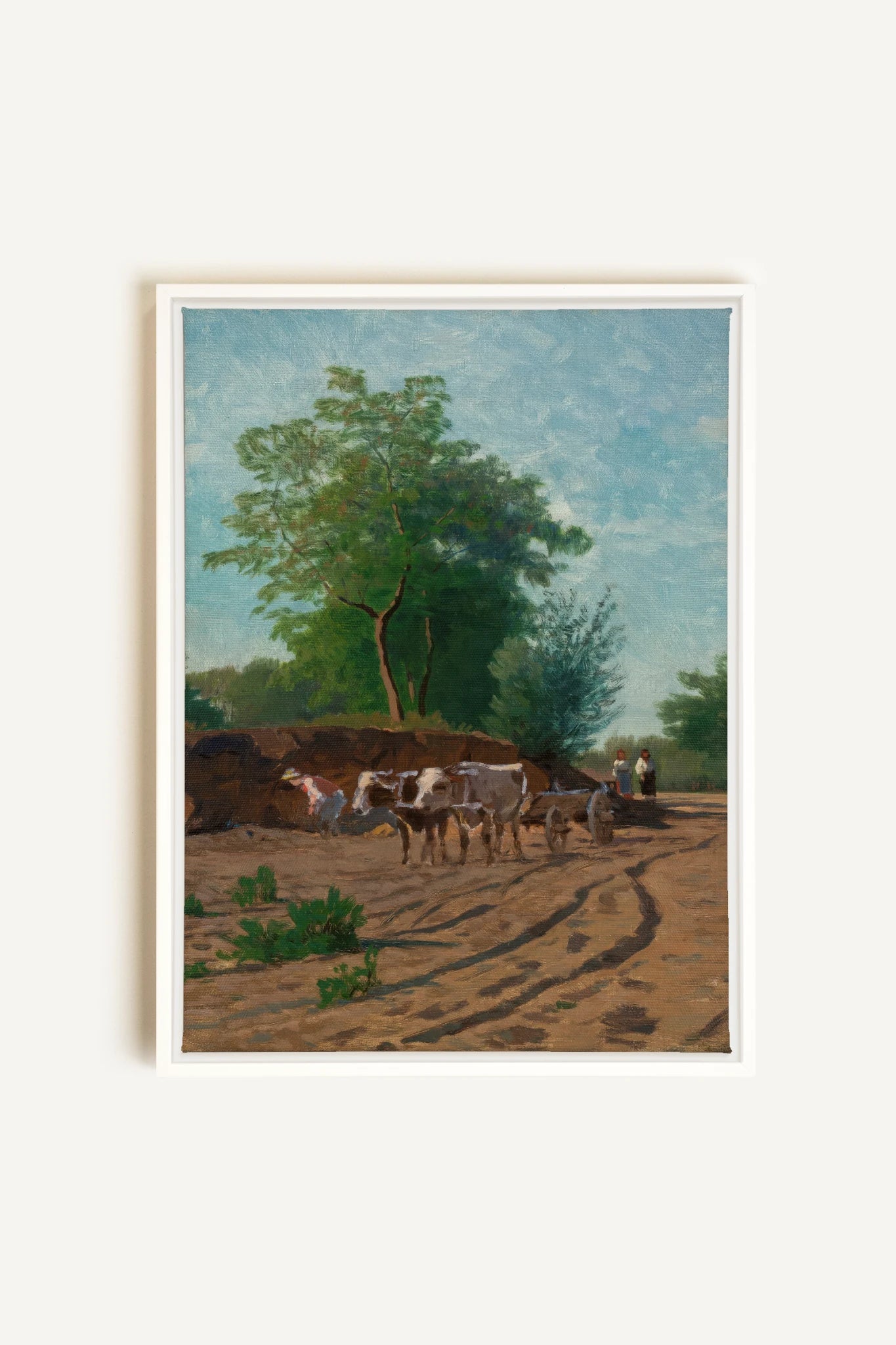 ROUTE DU VILLAGE, Artwork on stretched canvas, framed in white