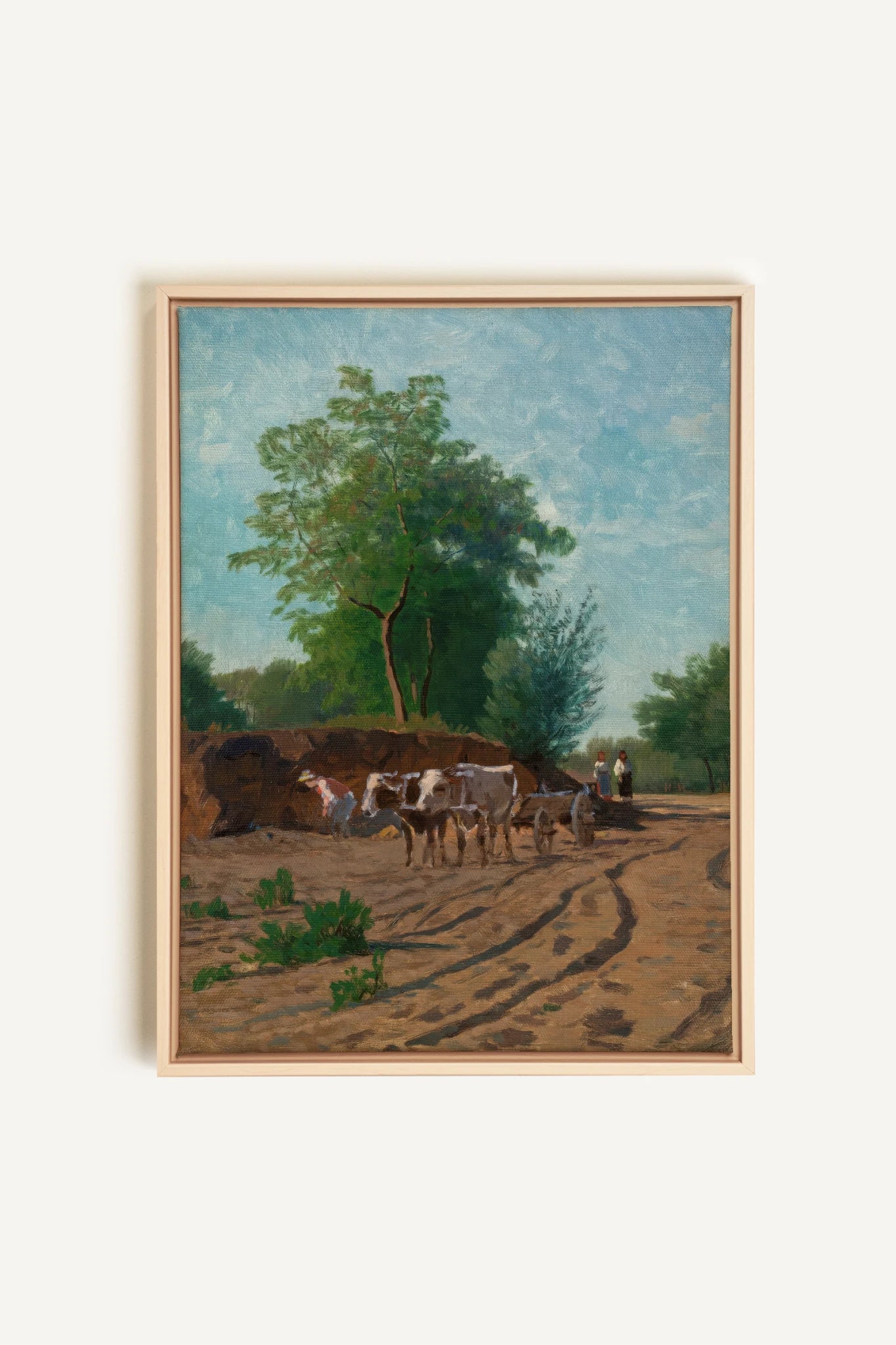 ROUTE DU VILLAGE, Oeuvre sur toile étirée, encadré Naturel Clair