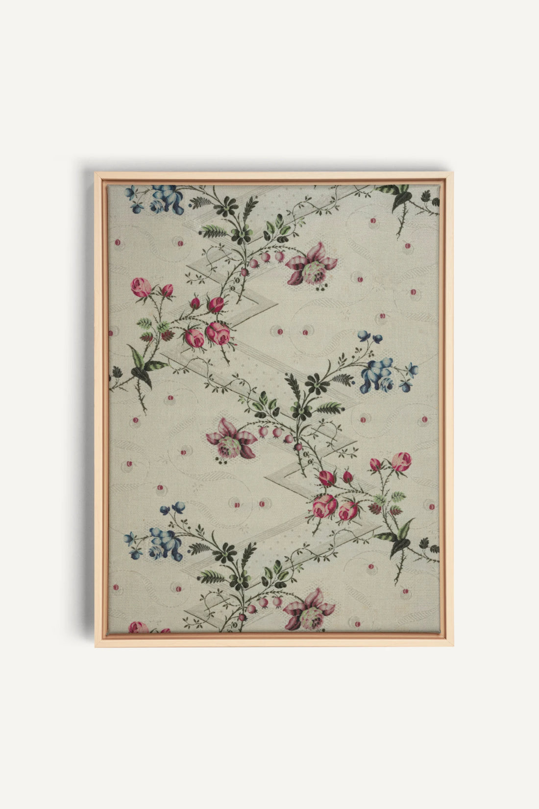 RUBAN DE ROSES, Oeuvre sur toile étirée, encadré Naturel Clair