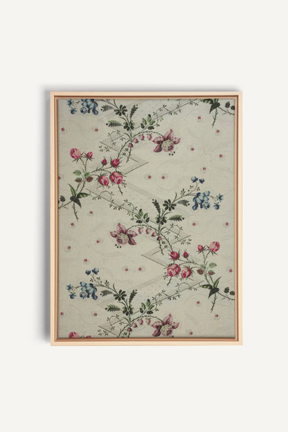 RUBAN DE ROSES, Oeuvre sur toile étirée, encadré Naturel Clair