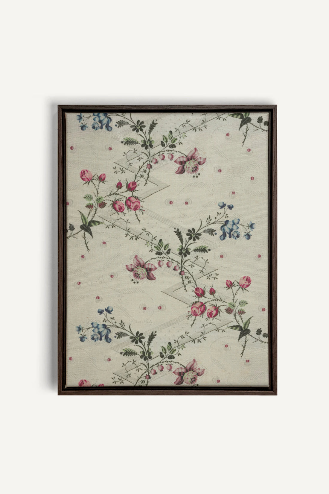 RUBAN DE ROSES, Oeuvre sur toile étirée, encadré Brun Noyer