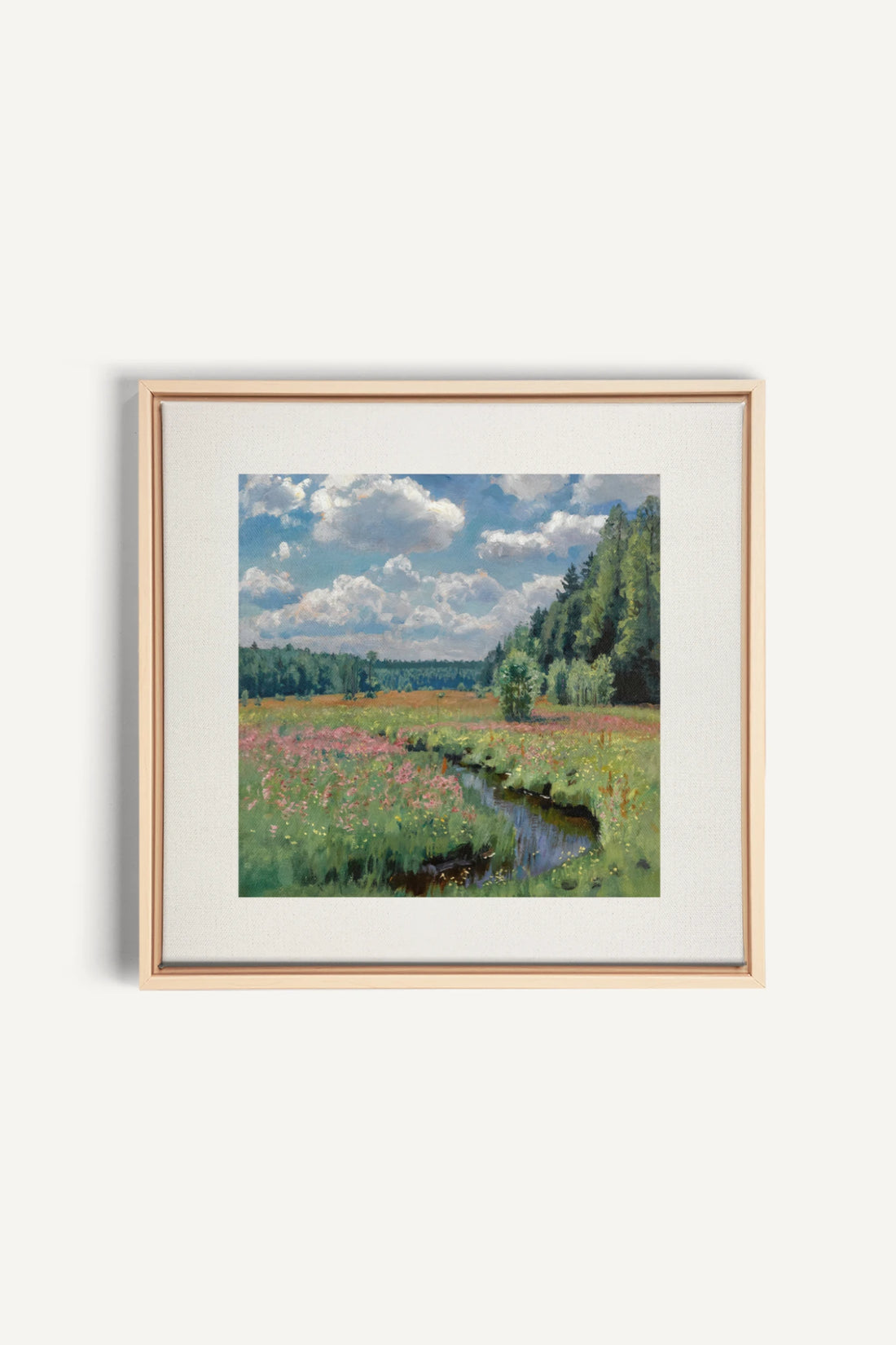 RUISSEAU FLEURI, Oeuvre sur toile étirée, encadré Naturel Clair