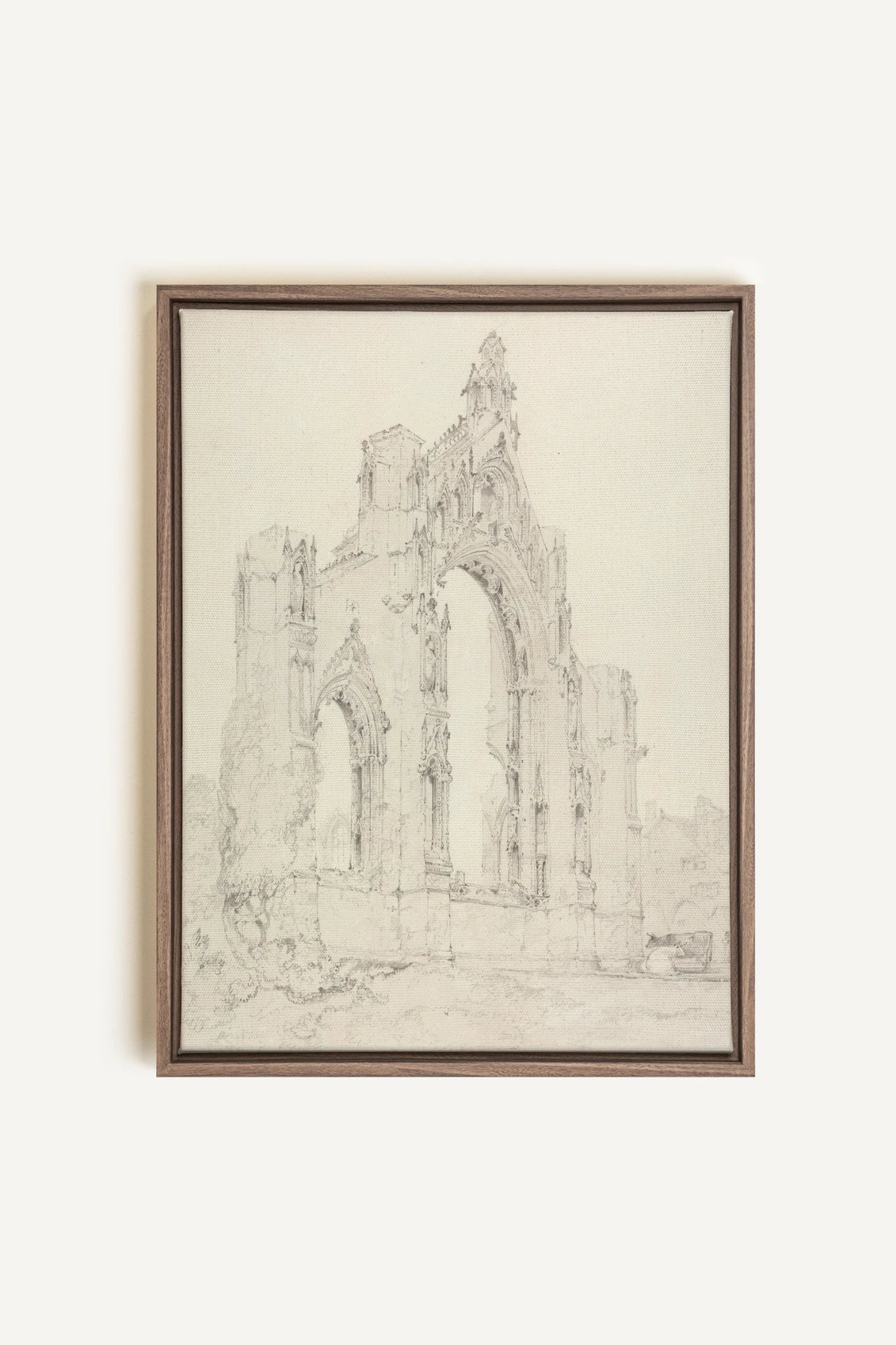 SACRED REMAINS, Artwork on stretched canvas, framed in Brown Oak