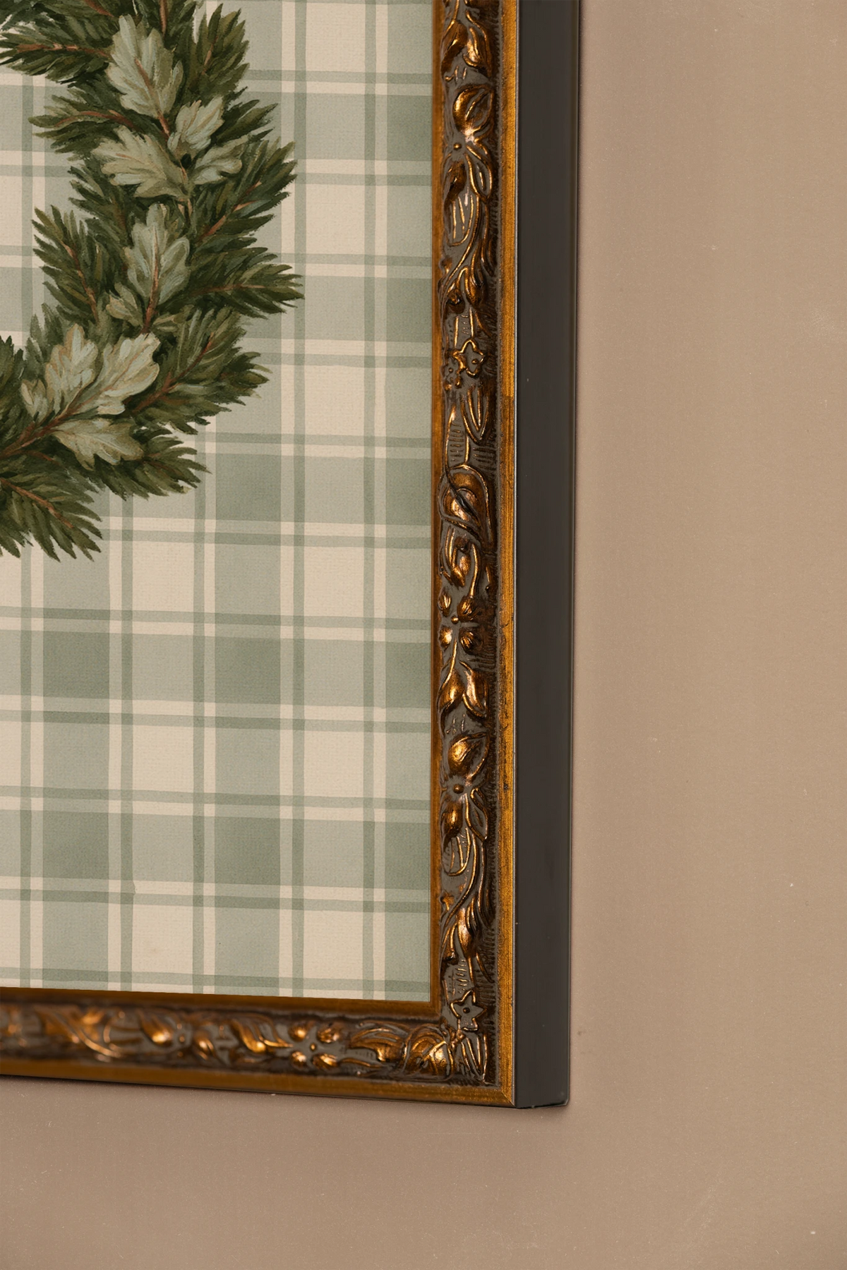 SAGE WREATH, Oeuvre sur toile rigide, encadré Vintage Bronze