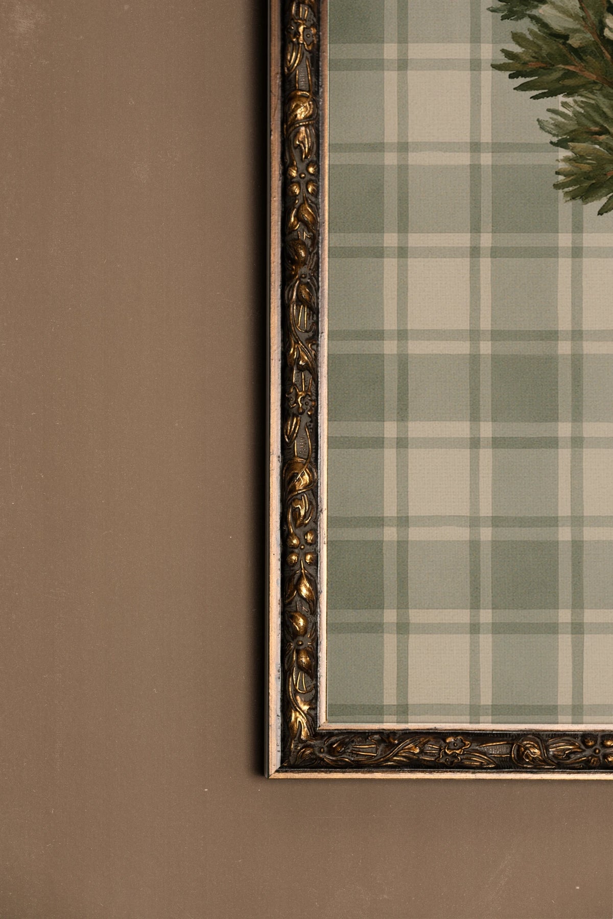 SAGE WREATH, Oeuvre sur toile rigide, encadré Vintage Bronze