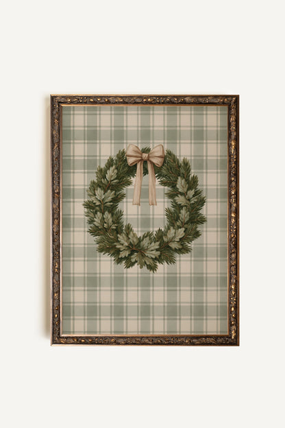 SAGE WREATH, Oeuvre sur toile rigide, encadré Vintage Bronze