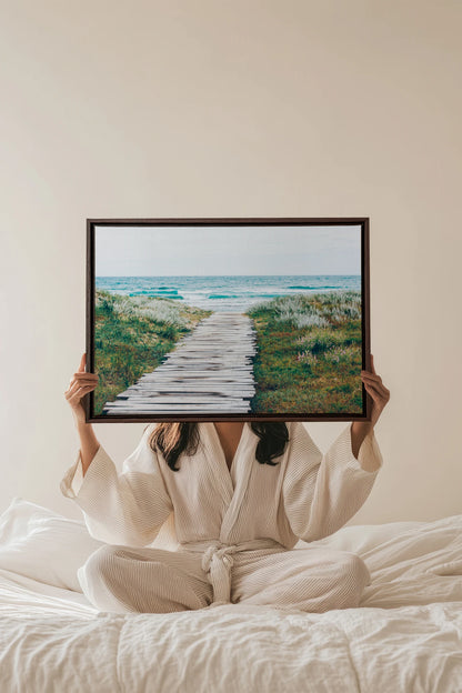 SALT AIR, Work on stretched canvas, framed Walnut Brown