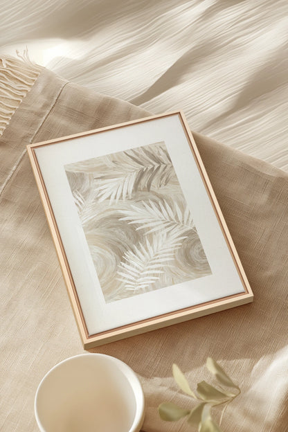 SAND PALM, Oeuvre sur toile étirée, encadré Naturel Clair