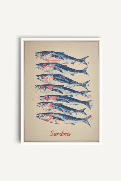 OLEKA CANVAS - SARDINES, Oeuvre sur toile étirée, encadré Blanc