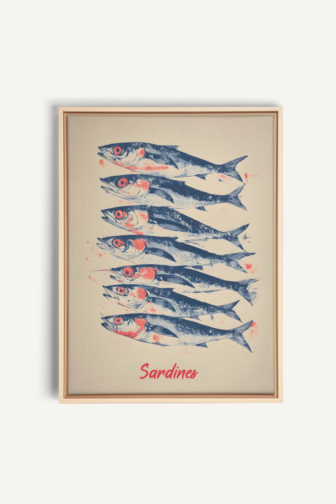 SARDINES, Artwork on stretched canvas, framed Natural Light