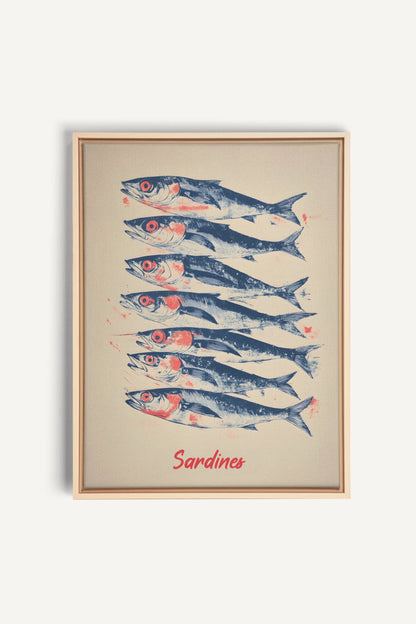 SARDINES, Artwork on stretched canvas, framed Natural Light