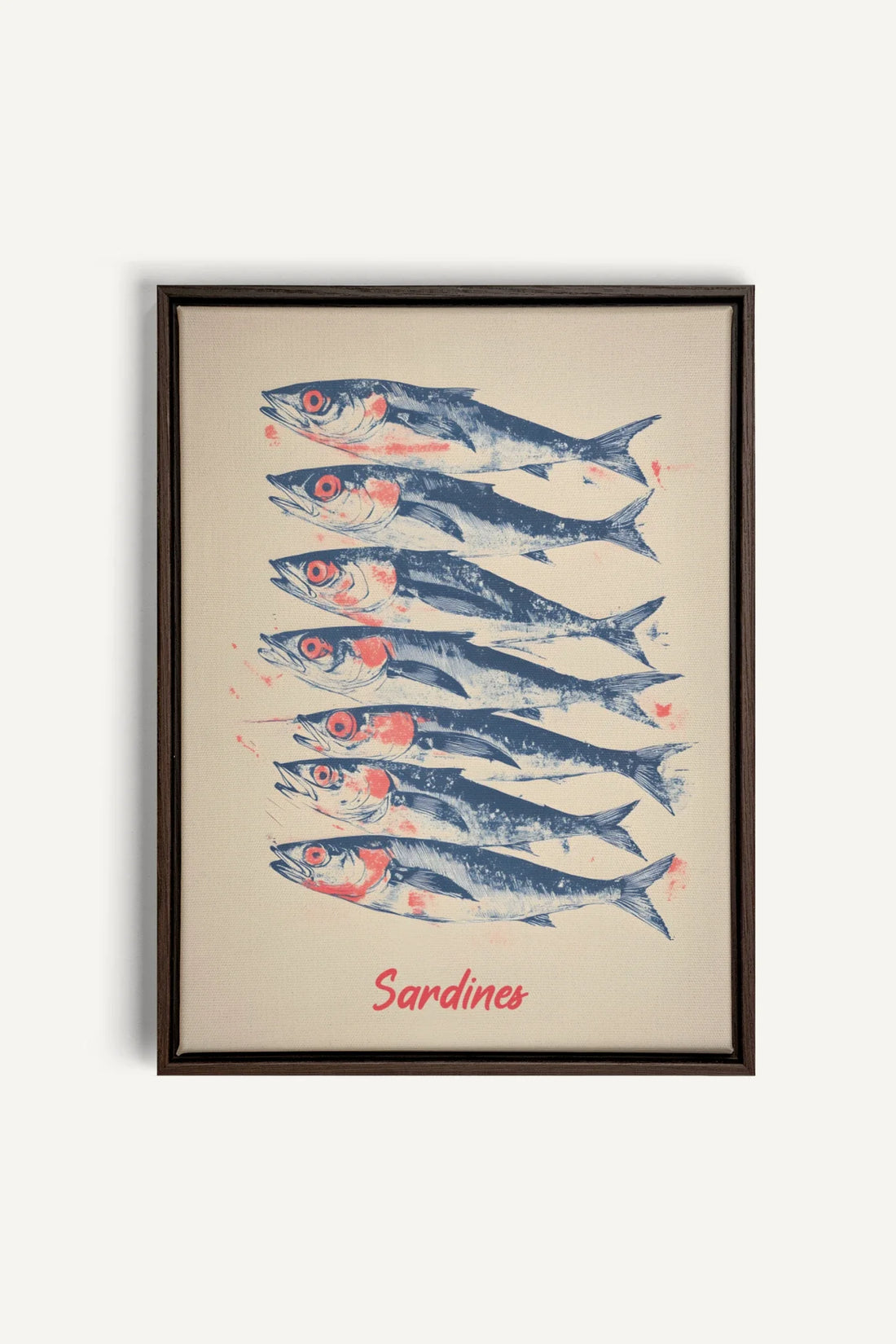 OLEKA CANVAS - SARDINES, Oeuvre sur toile étirée, encadré Brun Noyer