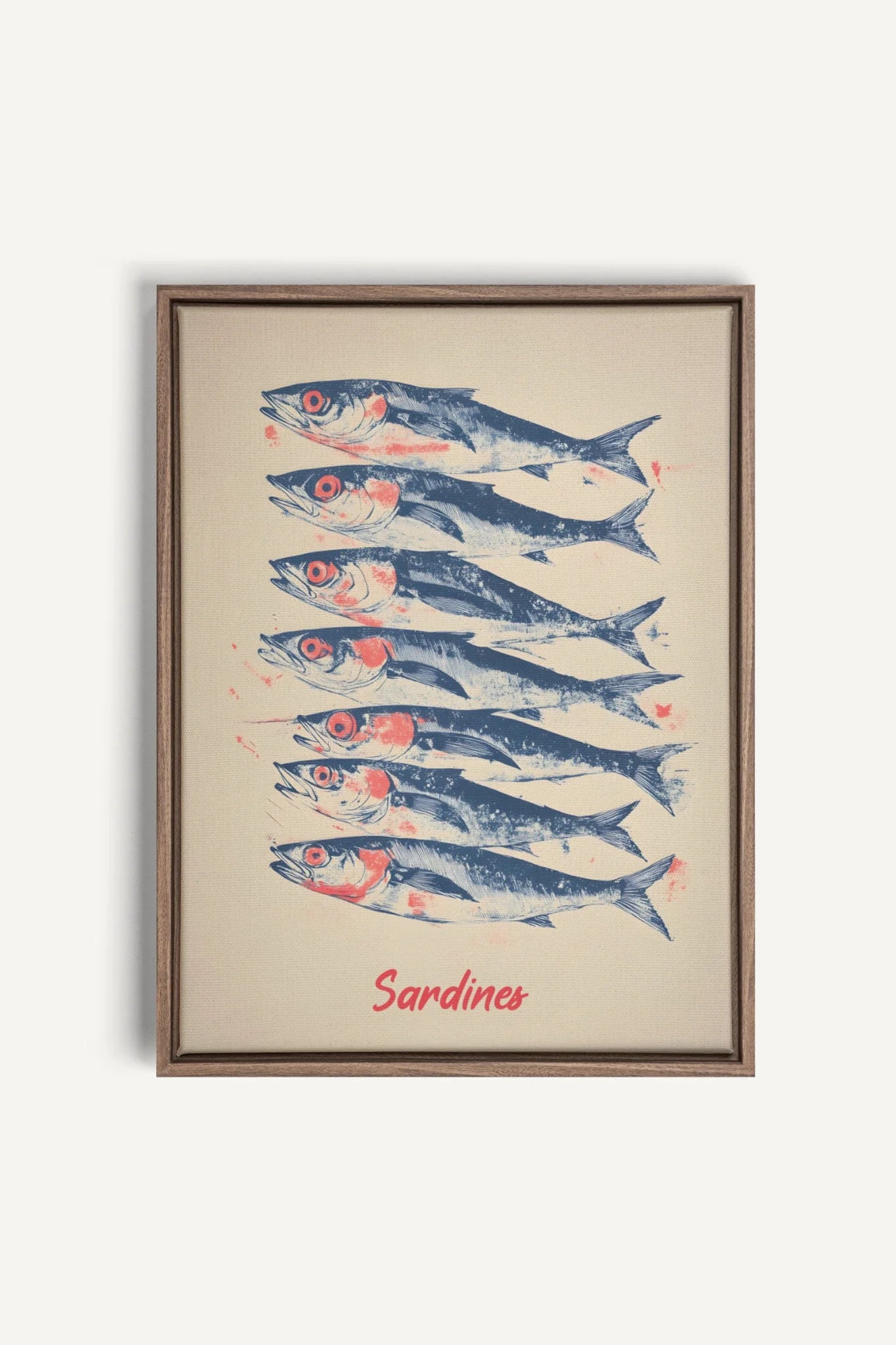 OLEKA CANVAS - SARDINES, Oeuvre sur toile étirée, encadré Brun Chêne