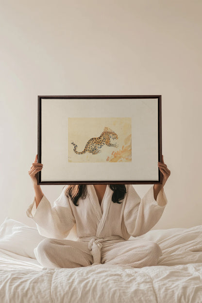 SAVANNA FLECKS, Oeuvre sur toile étirée, encadré Brun Noyer