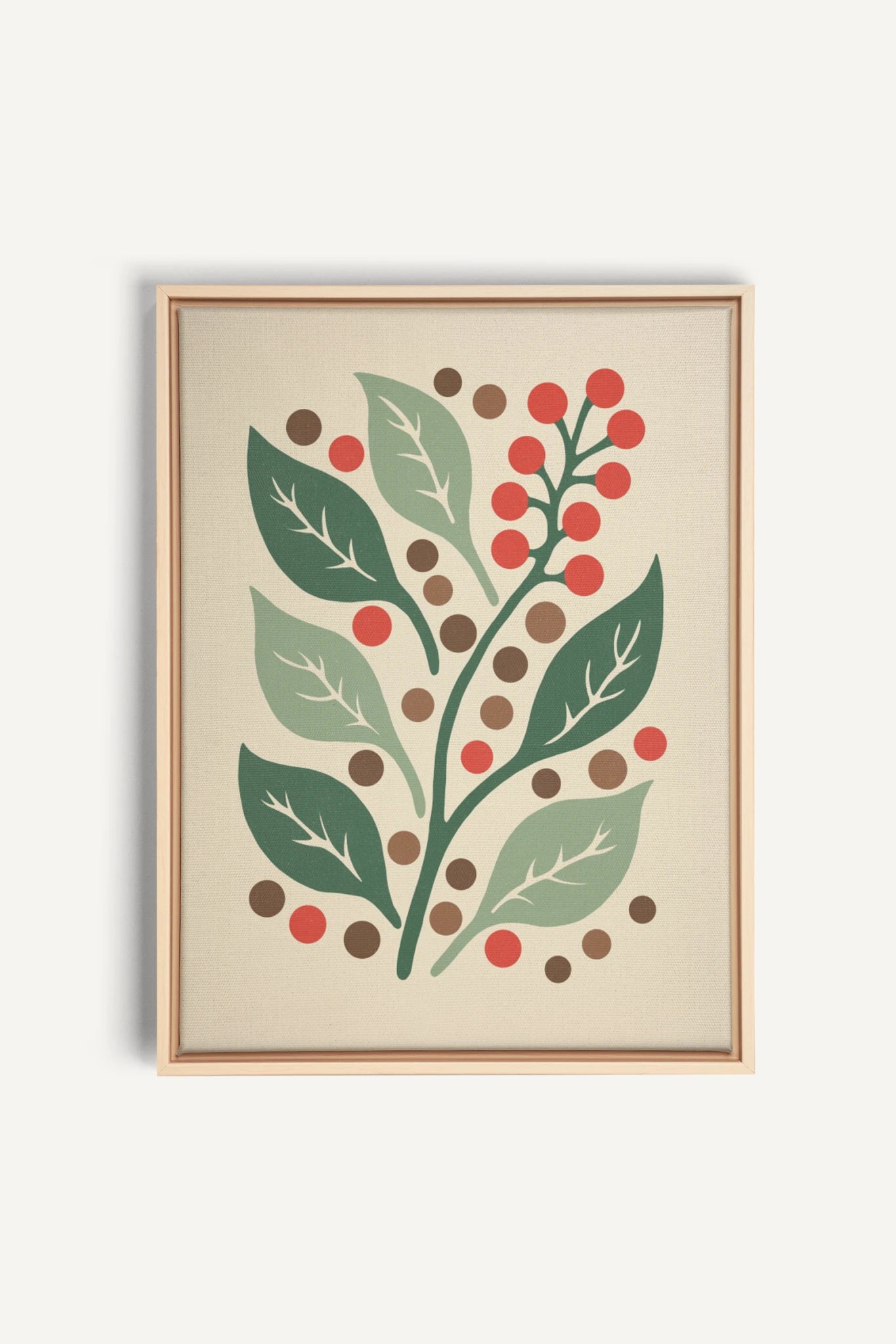 SCARLET STEMS, Artwork on stretched canvas, framed Natural Light