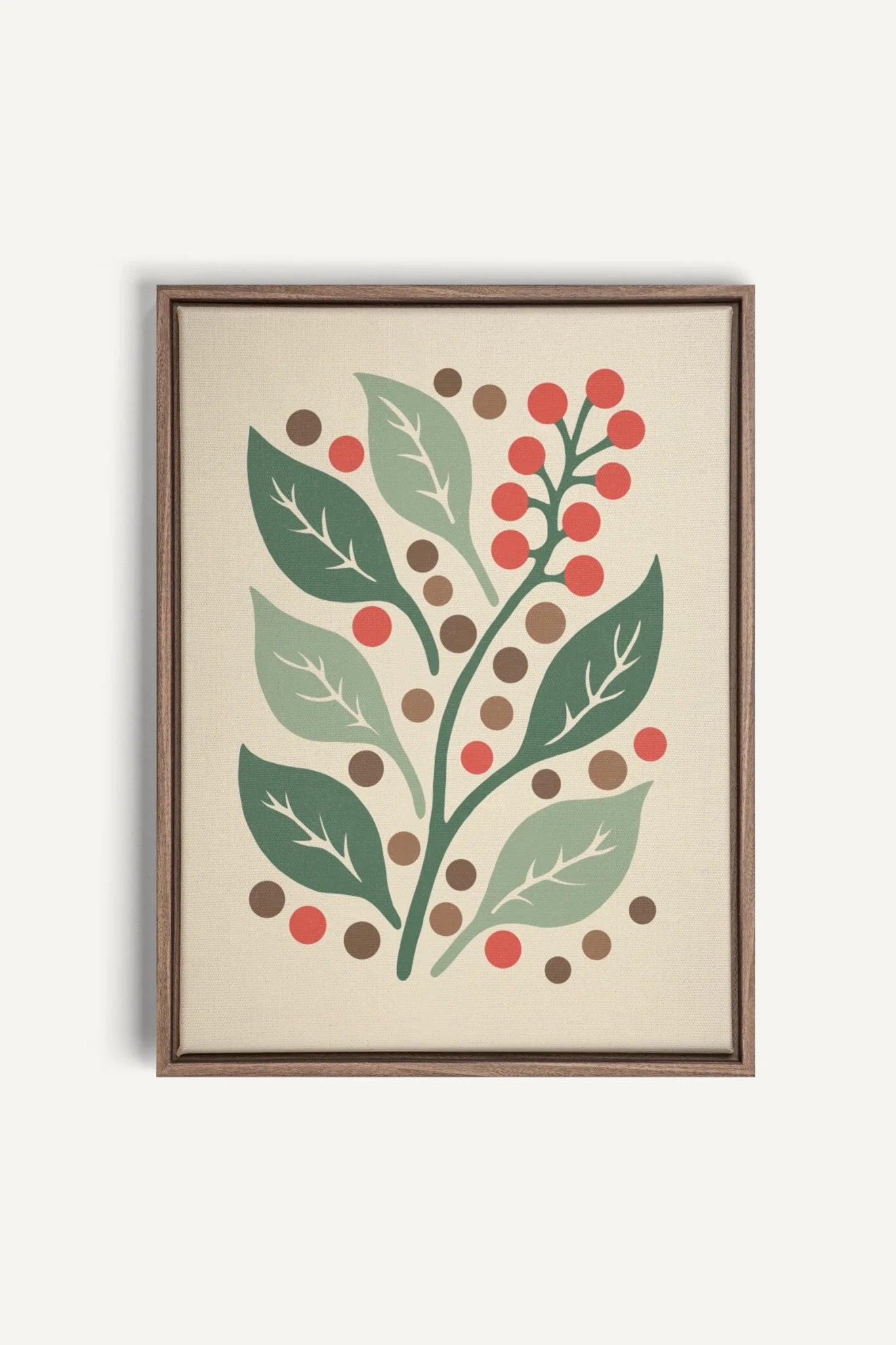 OLEKA CANVAS - SCARLET STEMS, Oeuvre sur toile étirée, encadré Brun Chêne