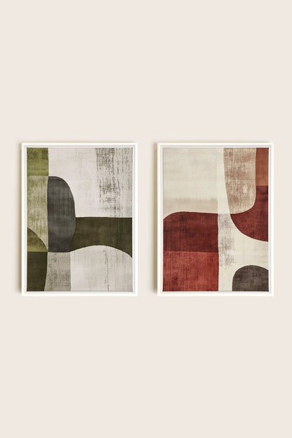 OLEKA CANVAS - SEASONAL BALANCE, 2 Oeuvres sur toile étirée, encadré Blanc