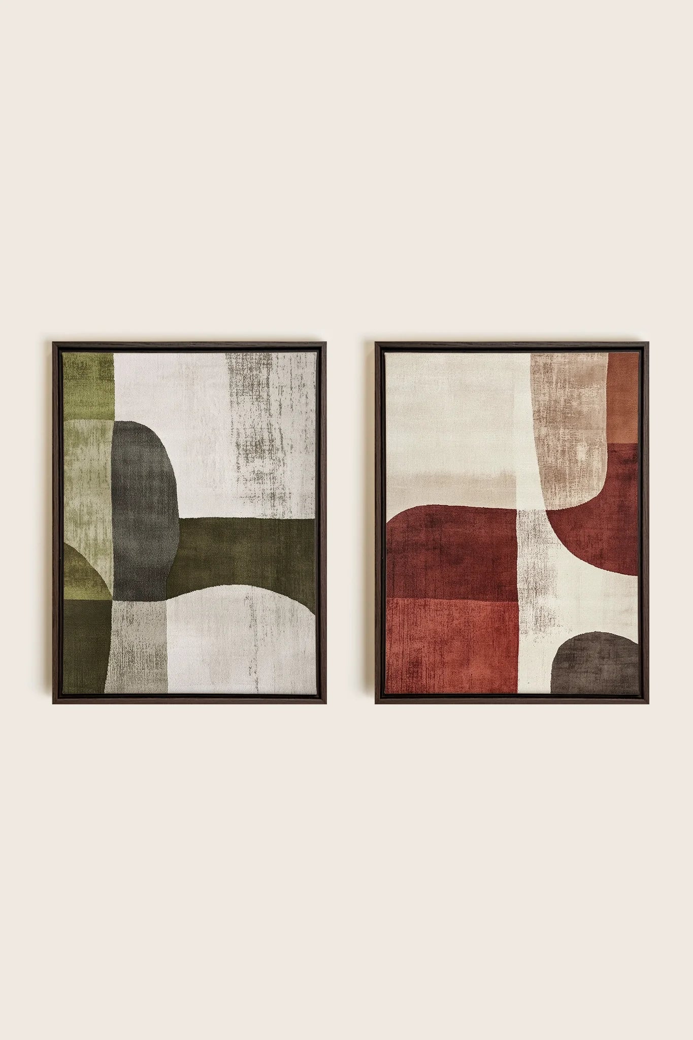 OLEKA CANVAS - SEASONAL BALANCE, 2 Oeuvres sur toile étirée, encadré Brun Noyer