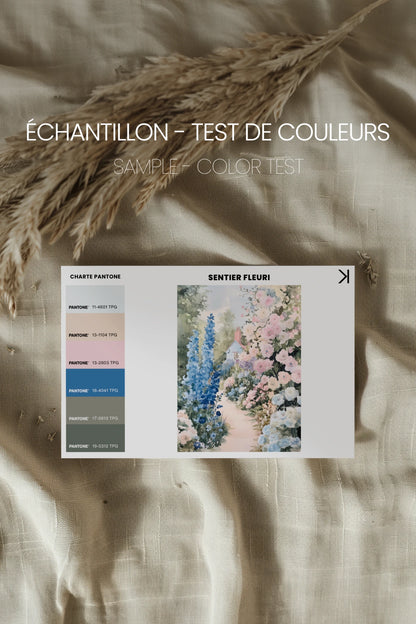 SENTIER FLEURI, Oeuvre sur toile rigide, encadré Vintage Argent