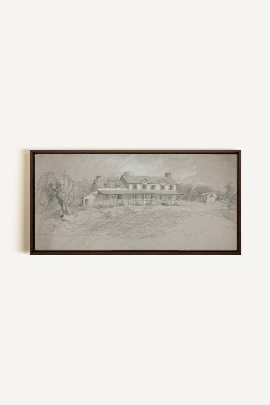 SHADOWED HOUSE, Artwork on stretched canvas, framed in Walnut Brown