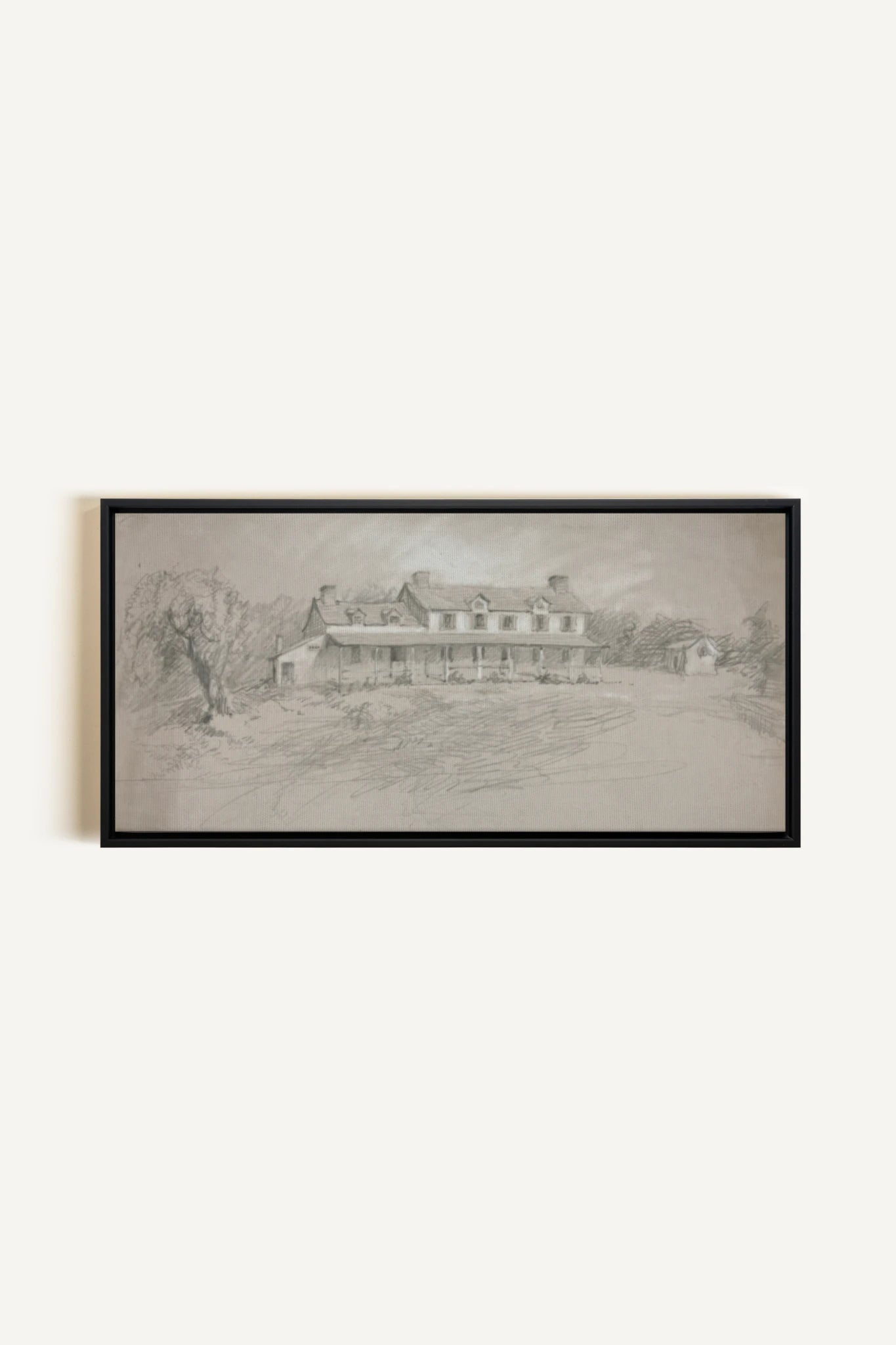 SHADOWED HOUSE, Artwork on stretched canvas, framed in black