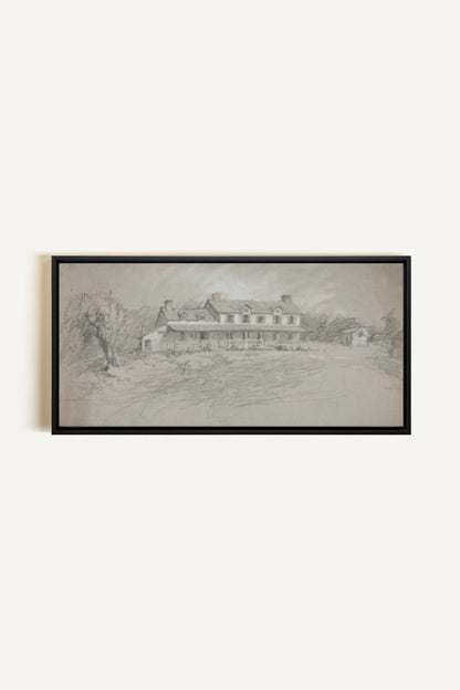 SHADOWED HOUSE, Artwork on stretched canvas, framed in black