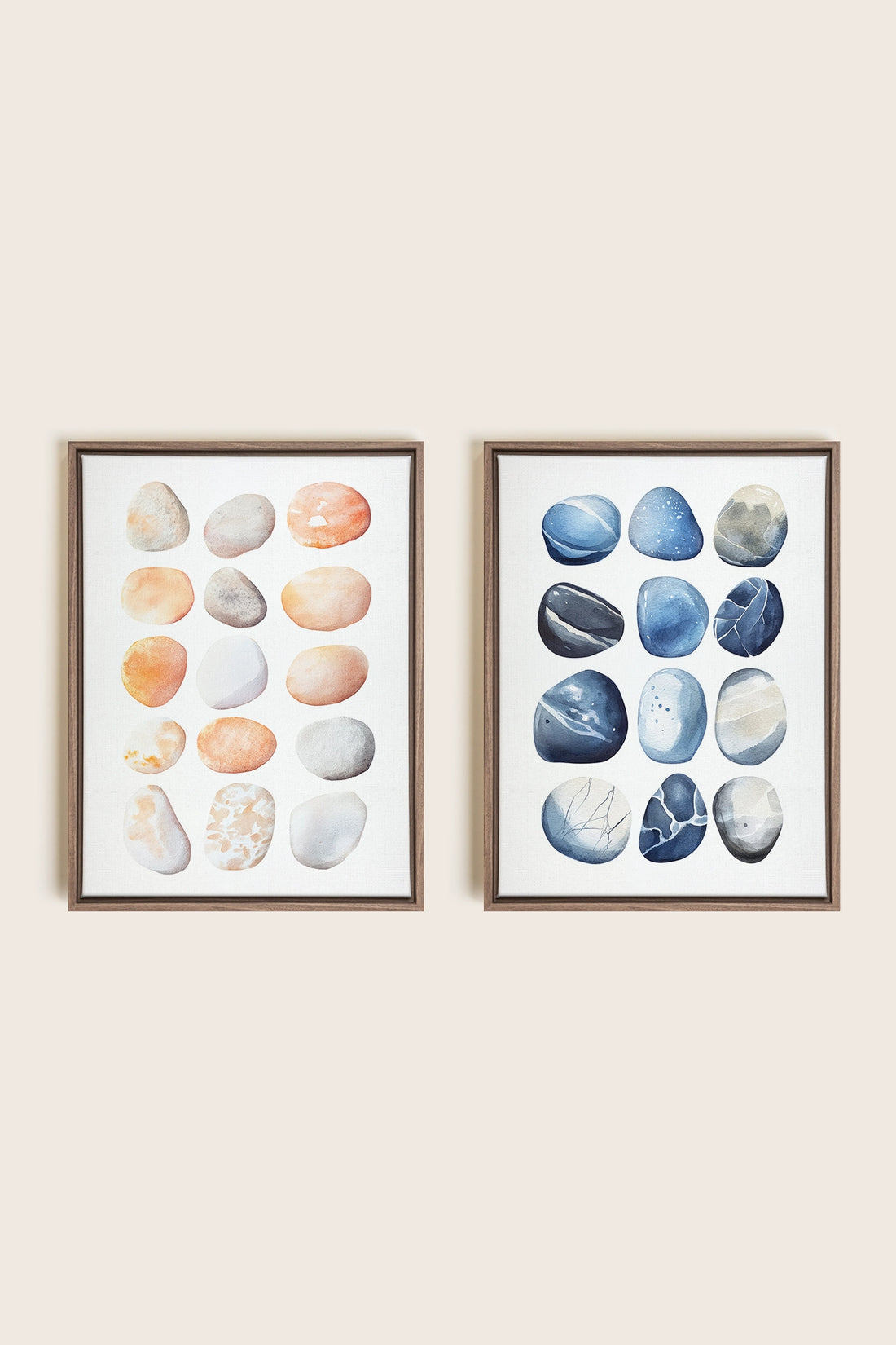 SHORELINE GEMS DUO, 2 Oeuvres sur toile étirée, encadré Brun Chêne