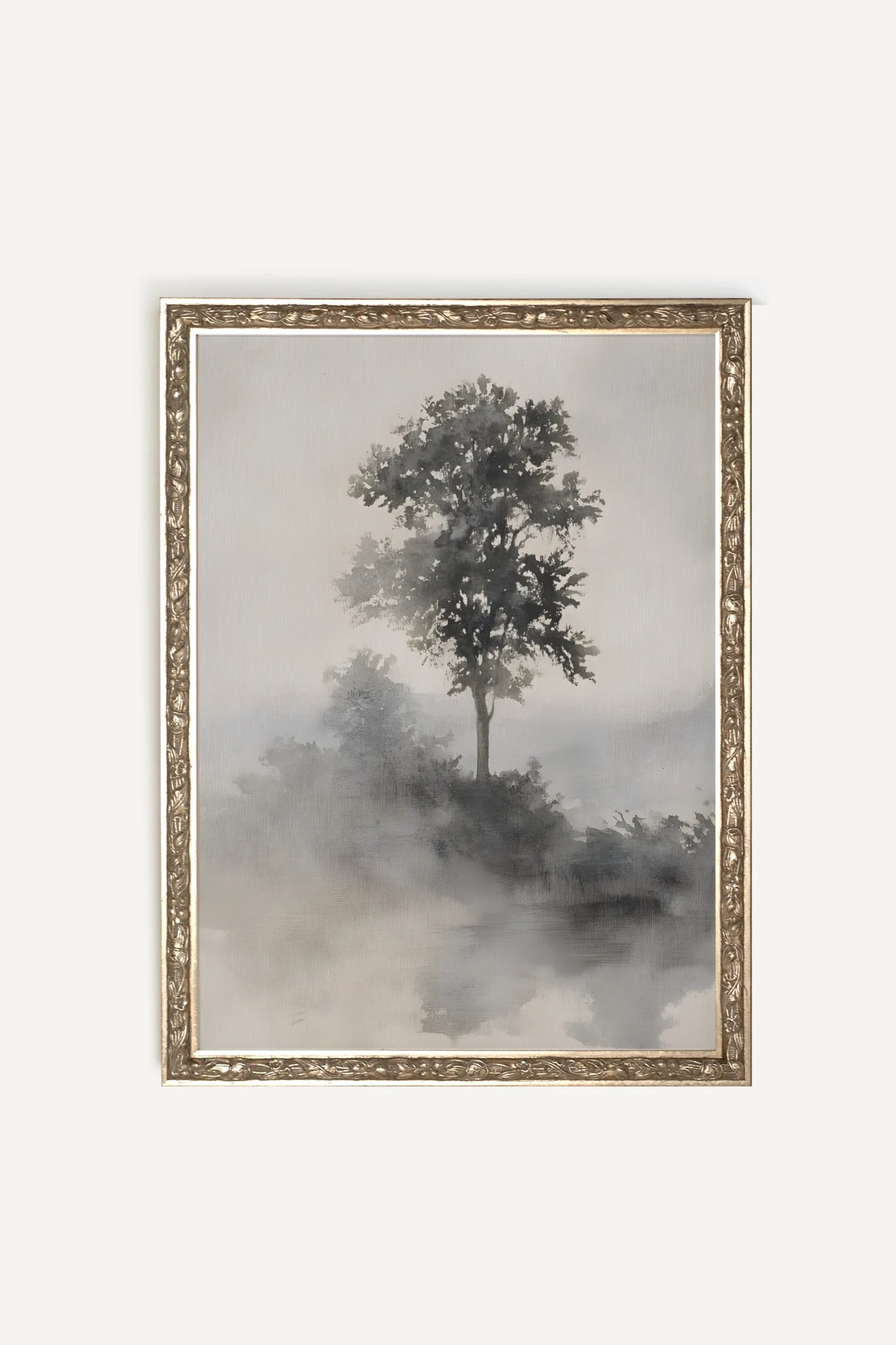 SILENCE DE LA BRUME, Oeuvre sur toile rigide, encadré Vintage Argent