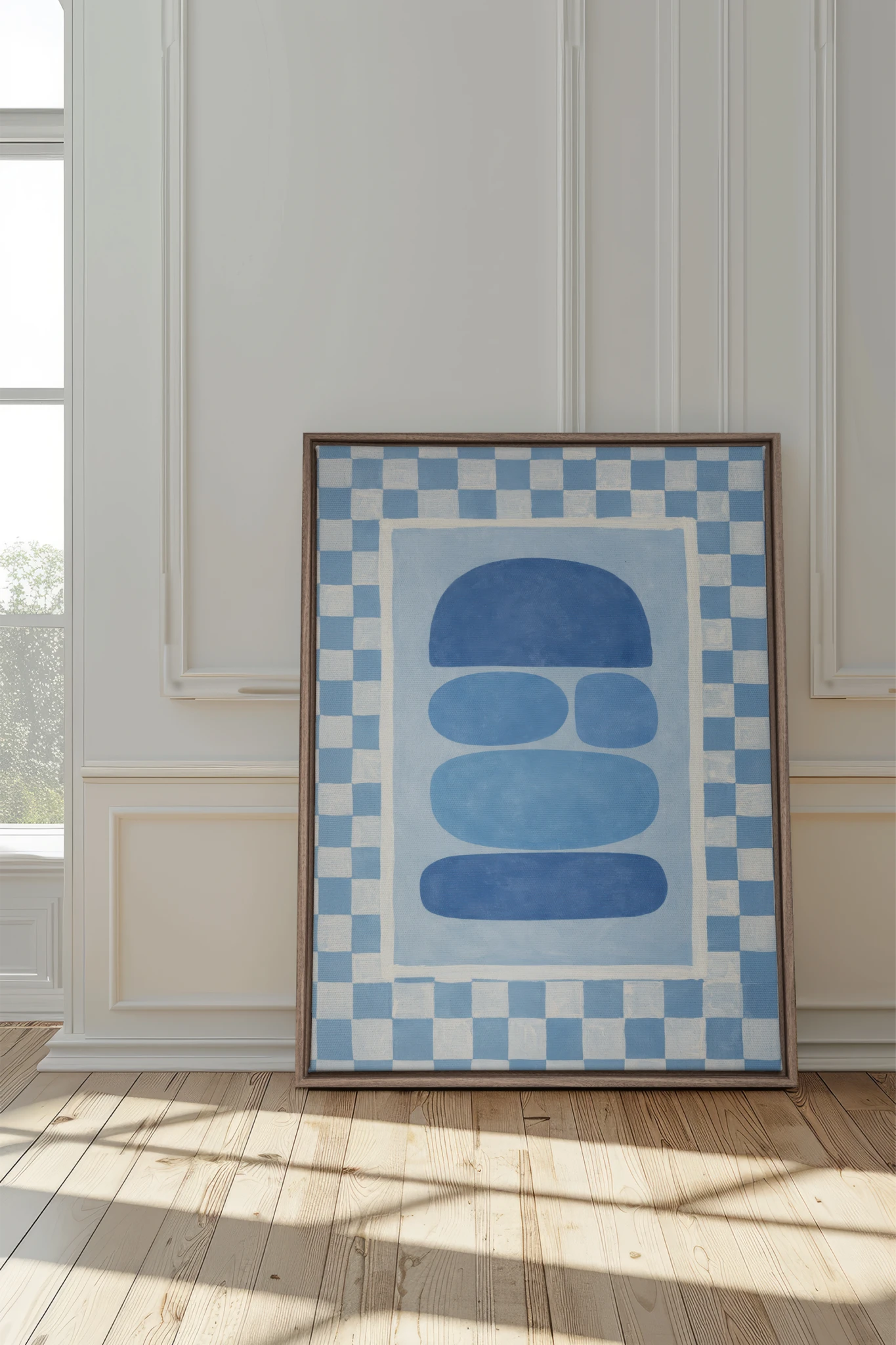 SKYBOARD, Work on stretched canvas, framed Oak Brown