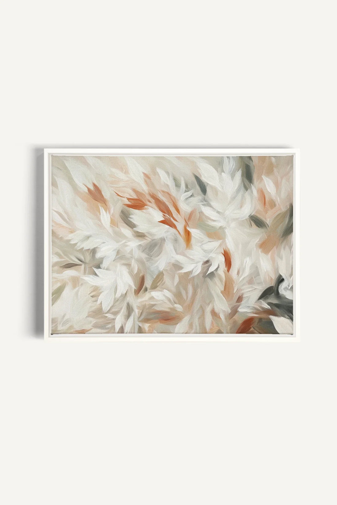 OLEKA CANVAS - SOUFFLE DE PLUMES, Oeuvre sur toile étirée, encadré Blanc
