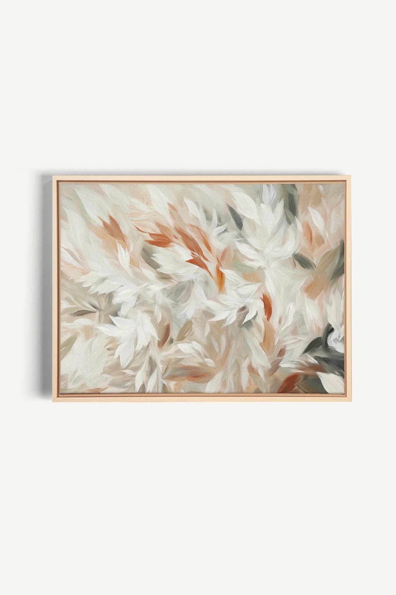 OLEKA CANVAS - SOUFFLE DE PLUMES, Oeuvre sur toile étirée, encadré Naturel Clair