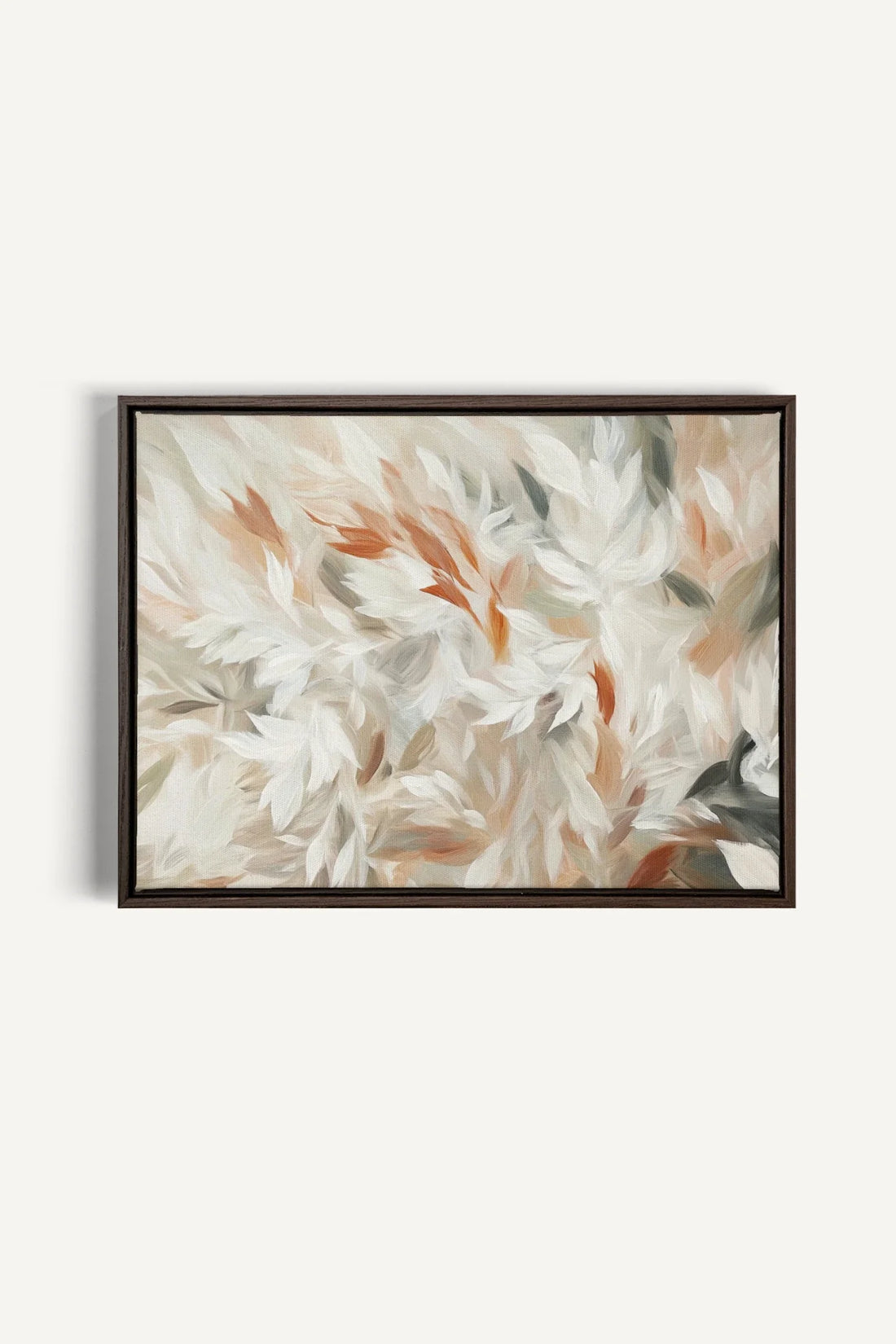 OLEKA CANVAS - SOUFFLE DE PLUMES, Oeuvre sur toile étirée, encadré Brun Noyer