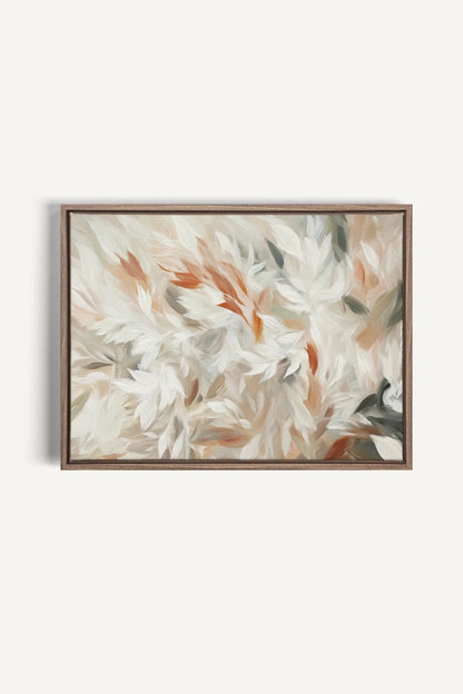 OLEKA CANVAS - SOUFFLE DE PLUMES, Oeuvre sur toile étirée, encadré Brun Chêne