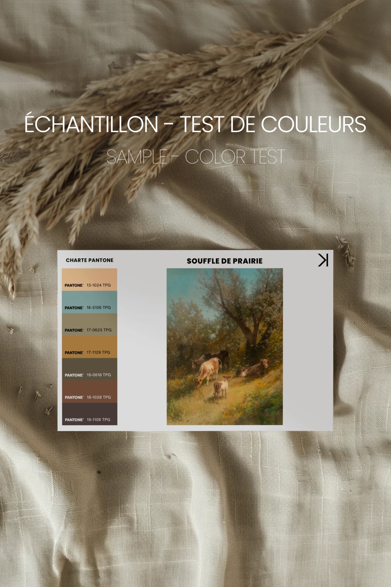 SOUFFLE DE PRAIRIE, Oeuvre sur toile rigide, encadré Vintage Or