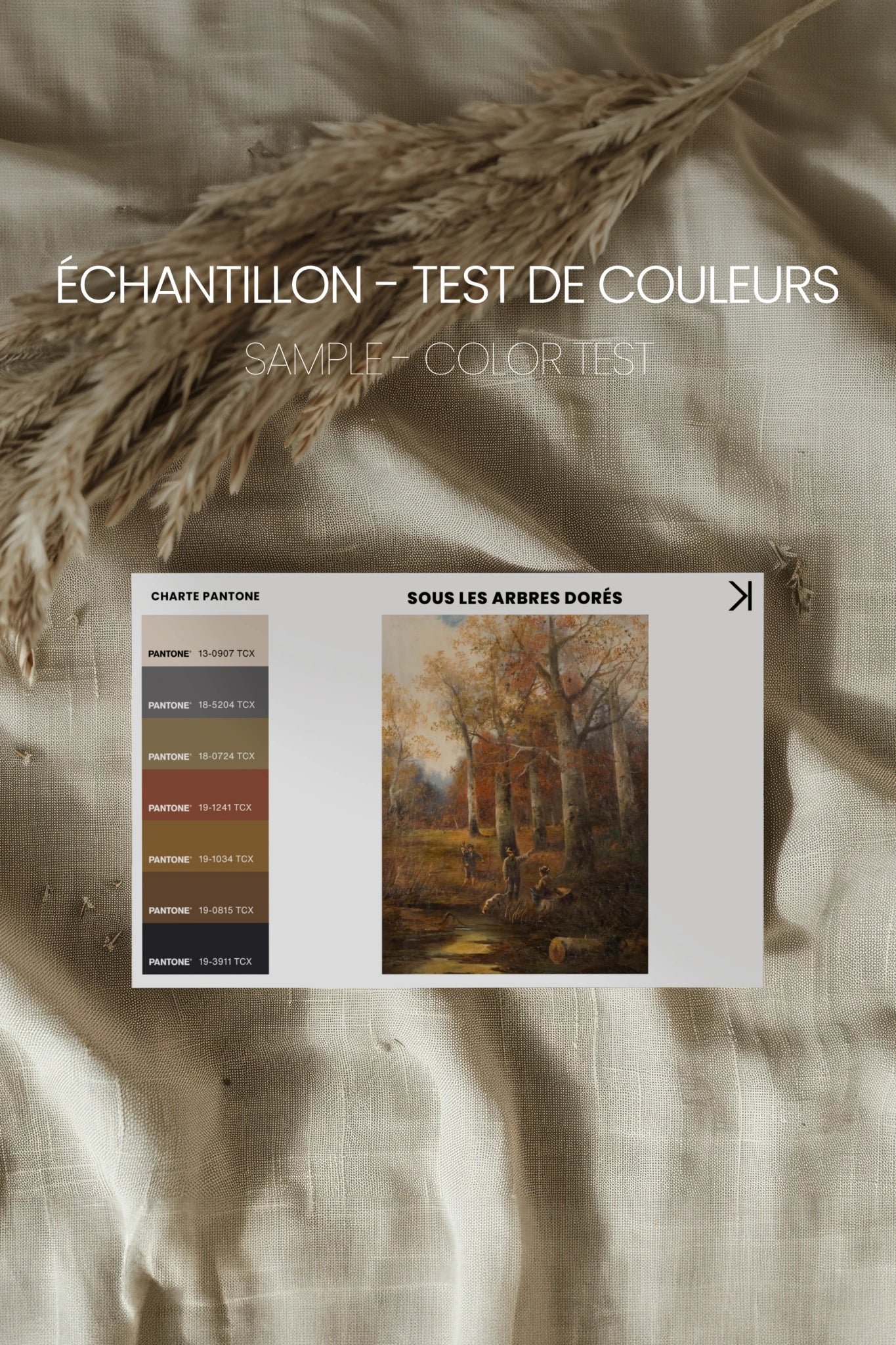 SOUS LES ARBRES DORÉS, Oeuvre sur toile rigide, encadré Vintage Bronze