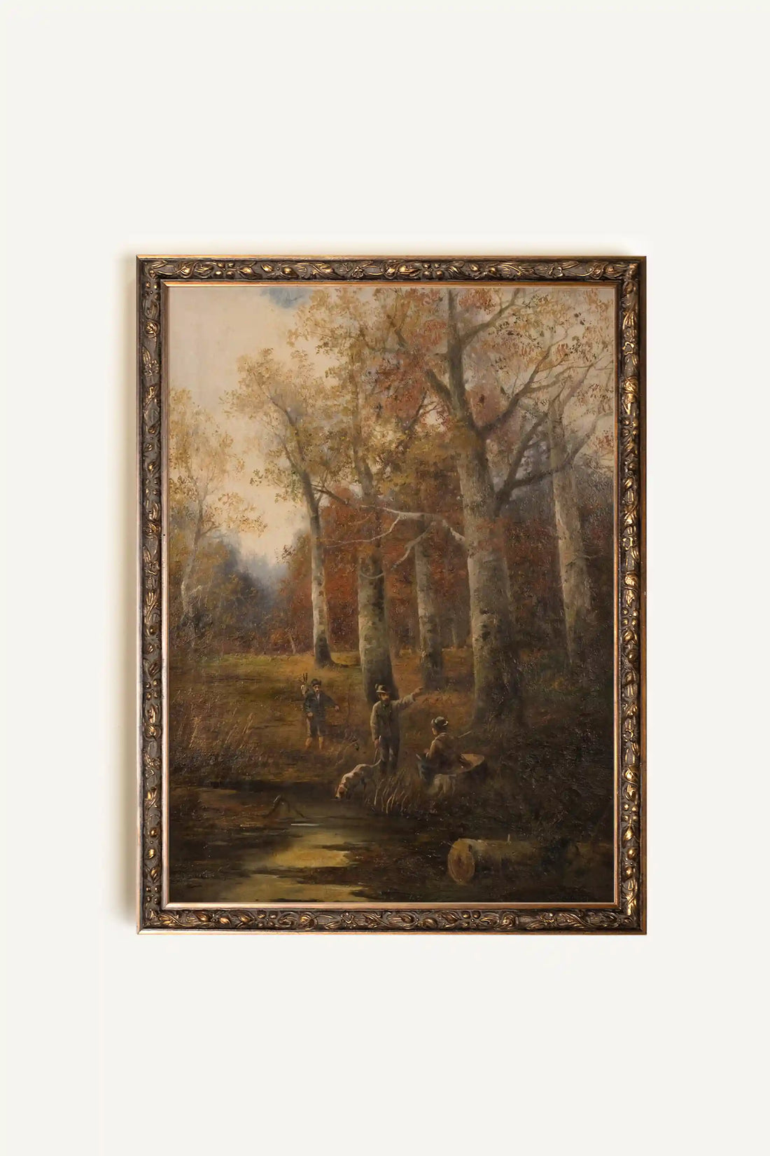 SOUS LES ARBRES DORÉS, Artwork on rigid canvas, framed in Vintage Bronze
