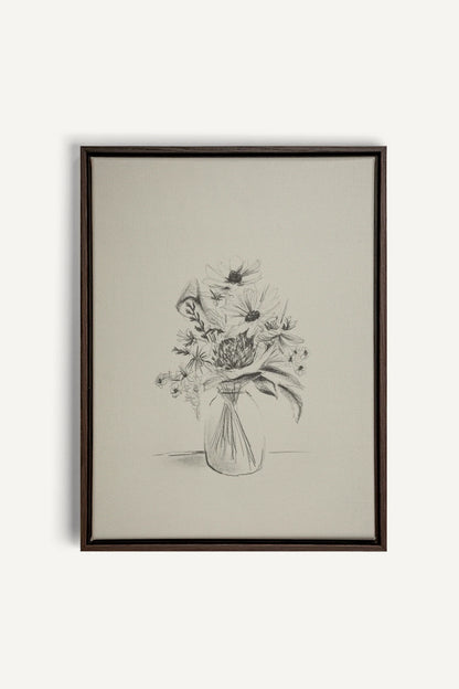OLEKA CANVAS - SPRING BOUQUET, Oeuvre sur toile étirée, encadré Brun Noyer