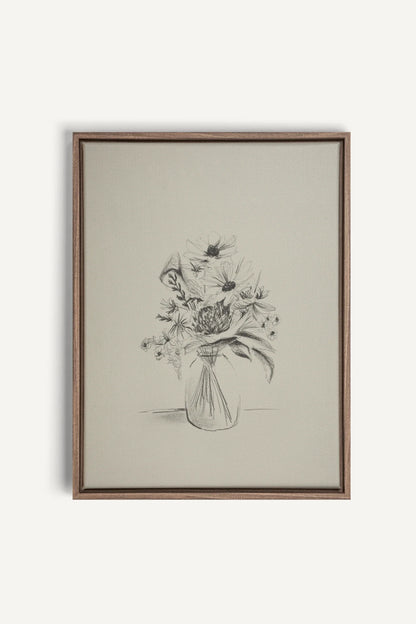OLEKA CANVAS - SPRING BOUQUET, Oeuvre sur toile étirée, encadré Brun Chêne