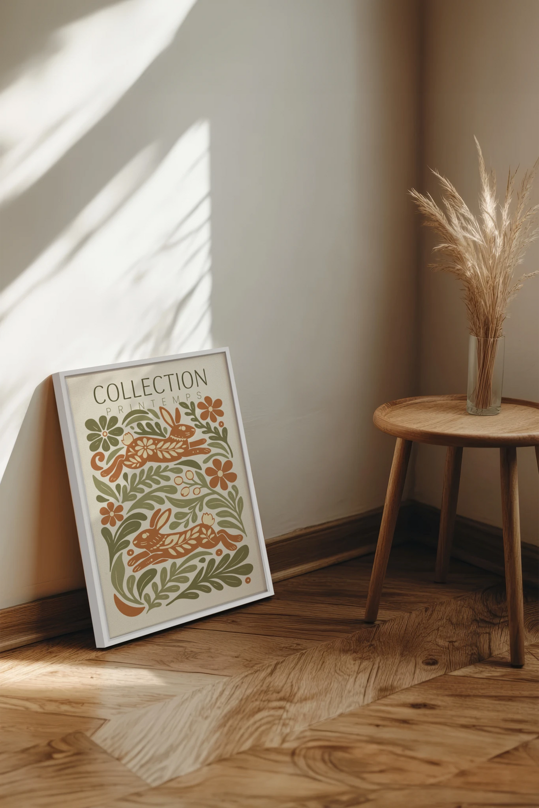 SPRING RABBITS, Oeuvre sur toile étirée, encadré Blanc