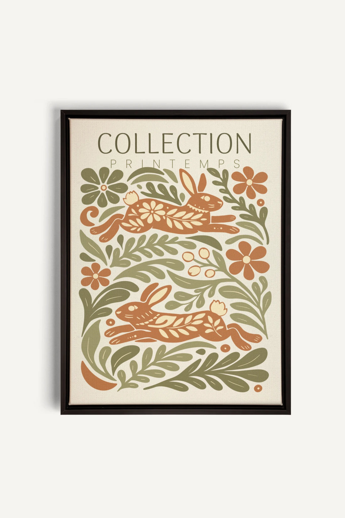 SPRING RABBITS, Oeuvre sur toile étirée, encadré Noir