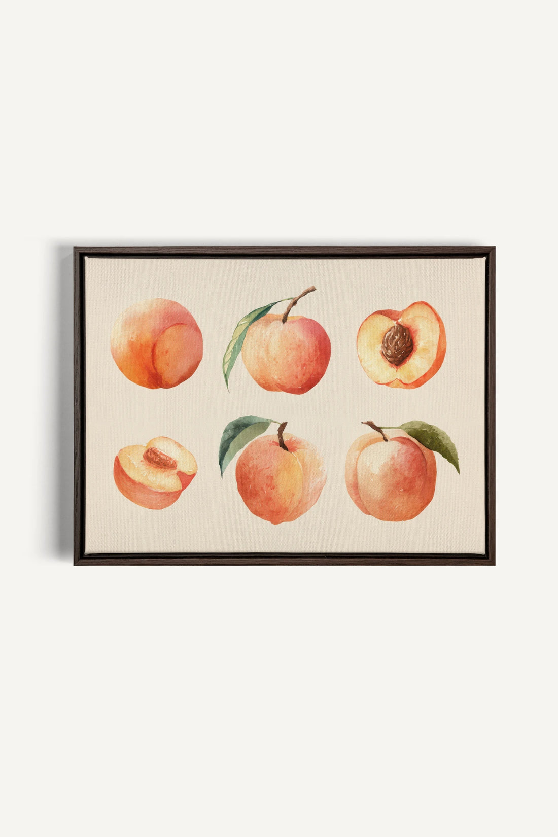 SUMMER PEACHES, Oeuvre sur toile étirée, encadré Brun Noyer