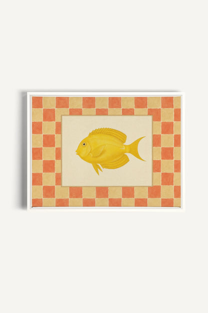 SUNLIT FISH, Oeuvre sur toile étirée, encadré Blanc