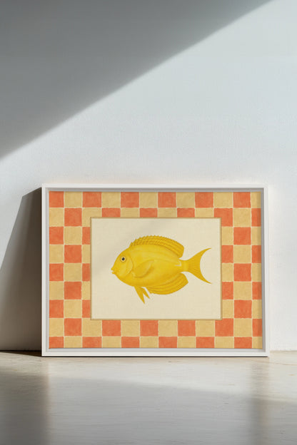 SUNLIT FISH, Oeuvre sur toile étirée, encadré Blanc