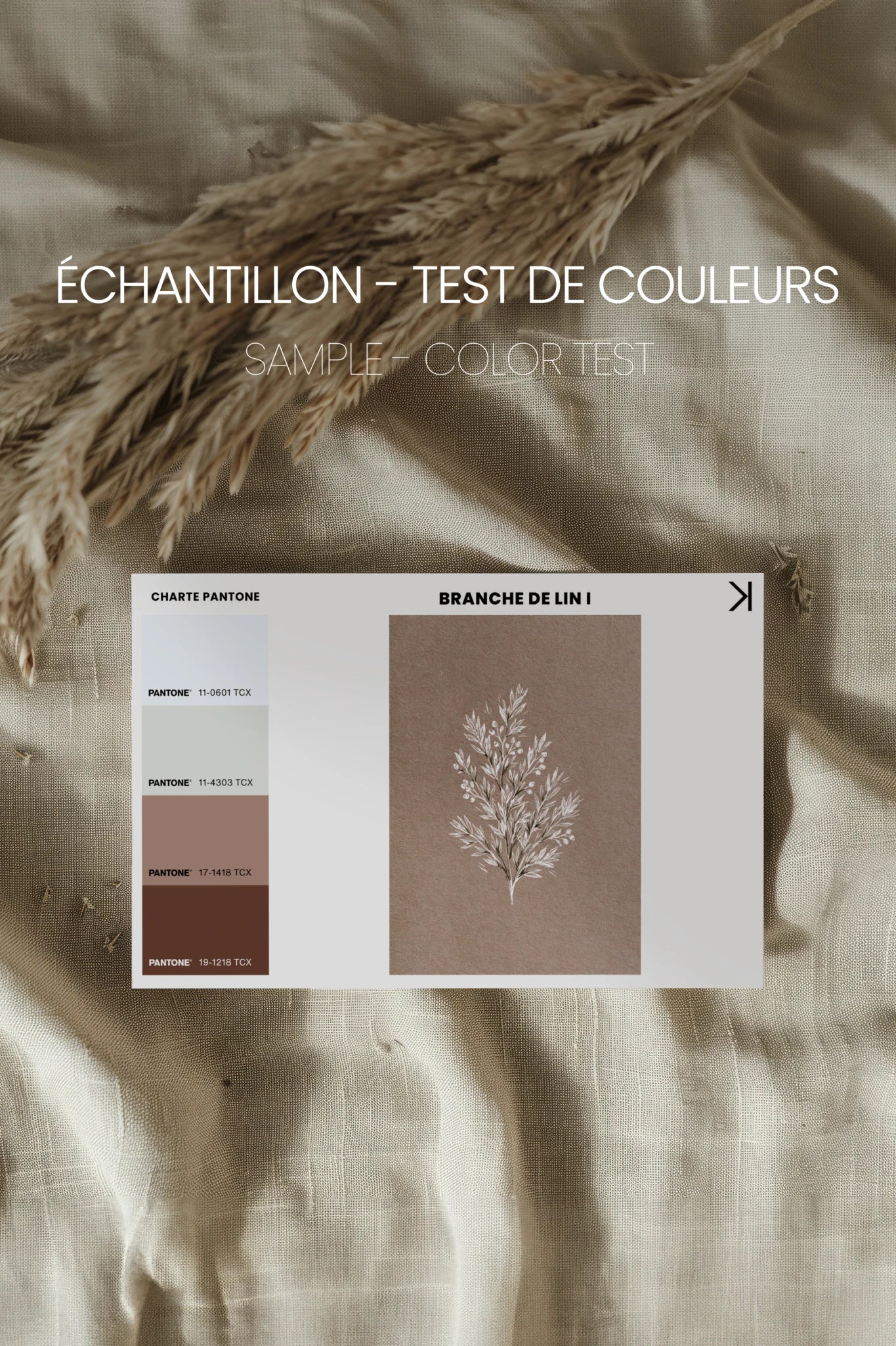 BRANCHE DE LIN I, Oeuvre sur toile étirée, encadré Vintage Bronze
