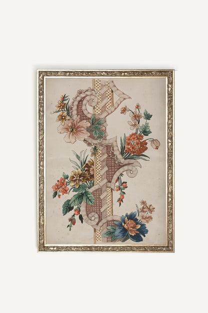 SYMPHONIE BOTANIQUE, Artwork on rigid canvas, framed Vintage Silver