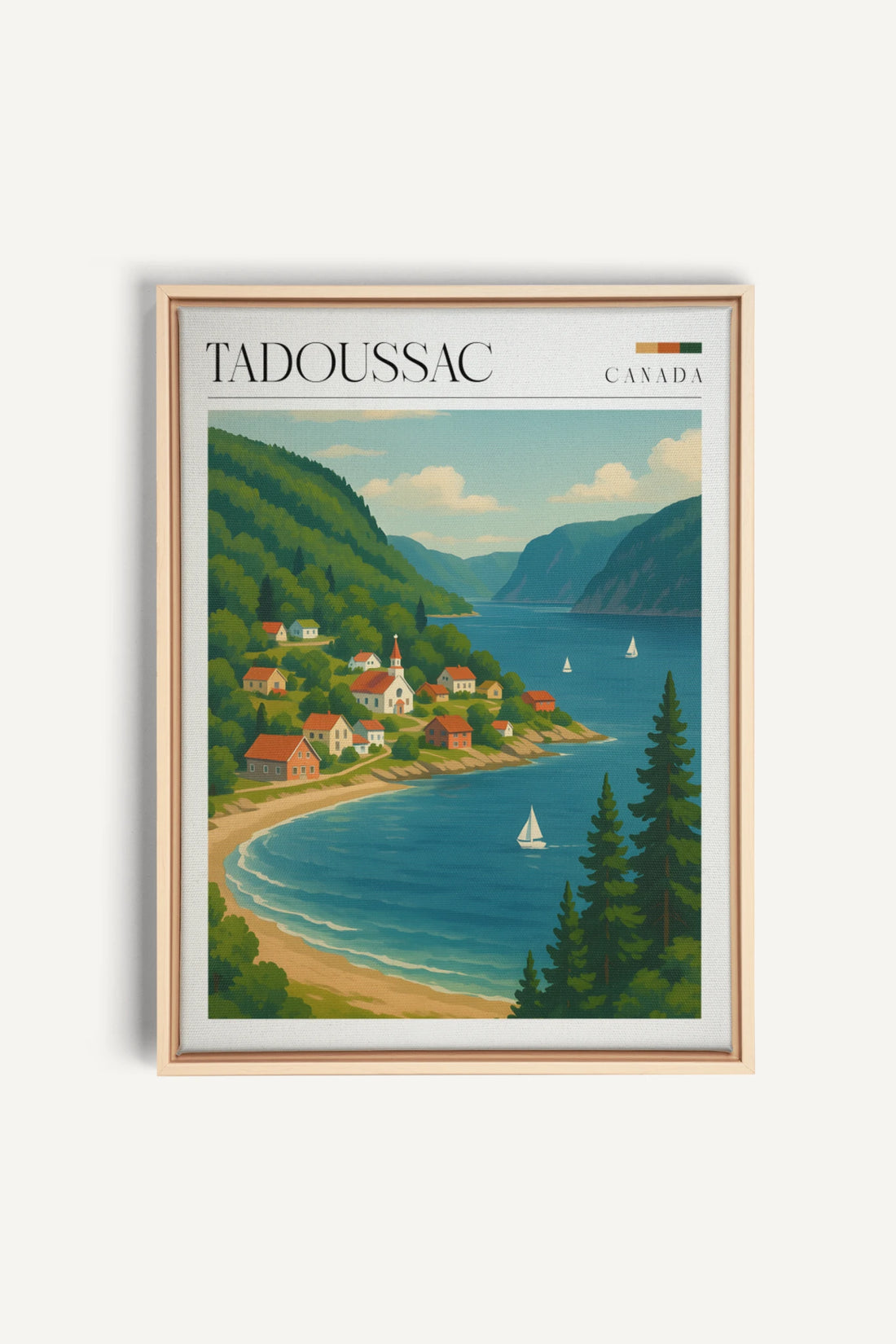 TADOUSSAC, Oeuvre sur toile étirée, encadré Naturel Clair