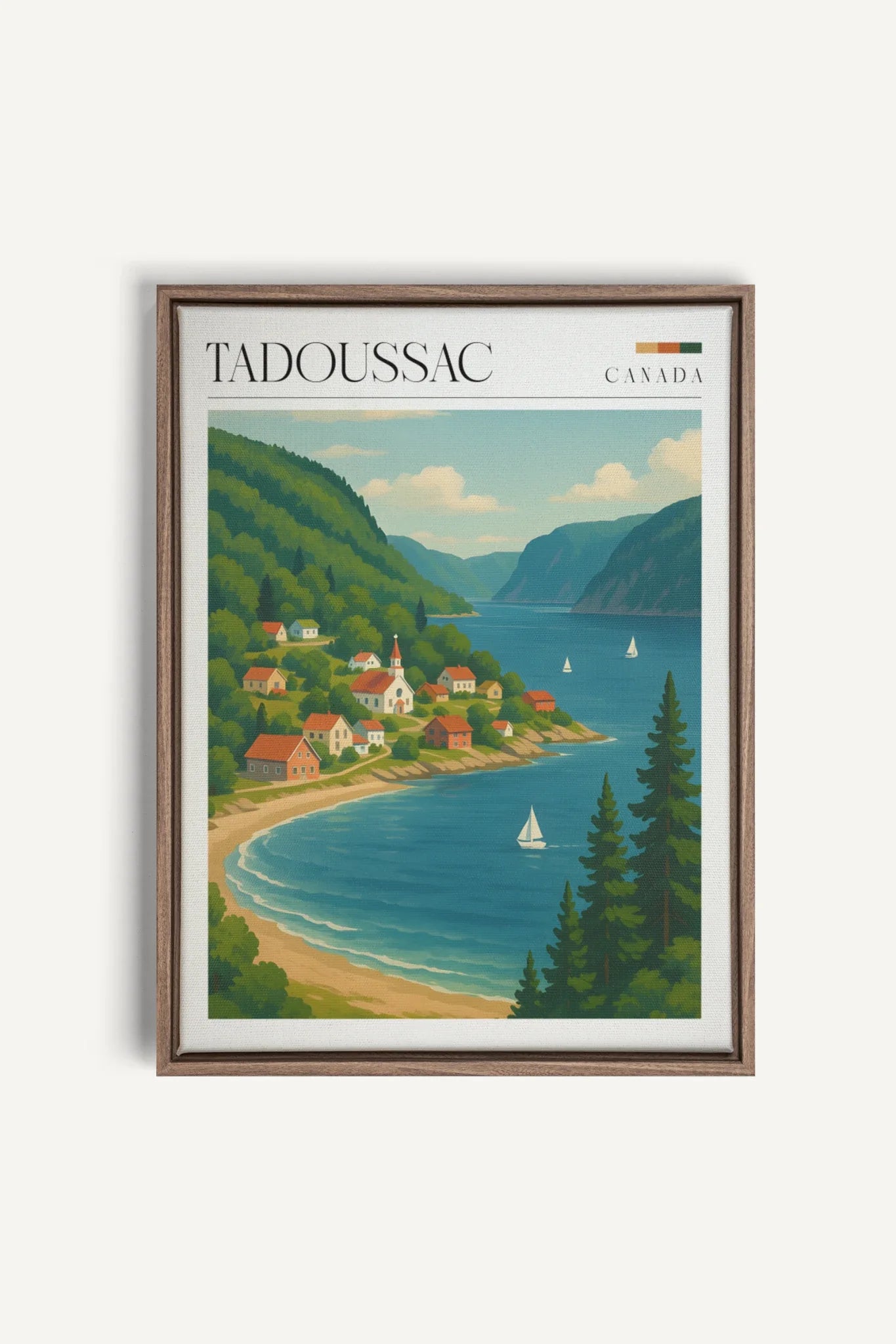 OLEKA CANVAS - TADOUSSAC, Oeuvre sur toile étirée, encadré Brun Chêne