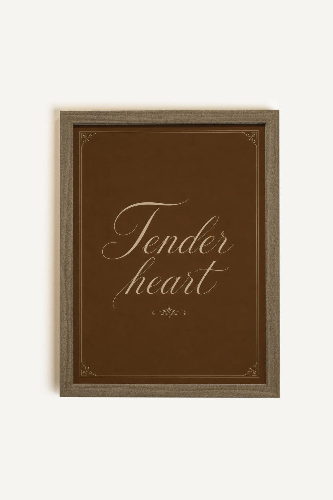 TENDER HEART, Oeuvre sur toile rigide, encadré brun chêne