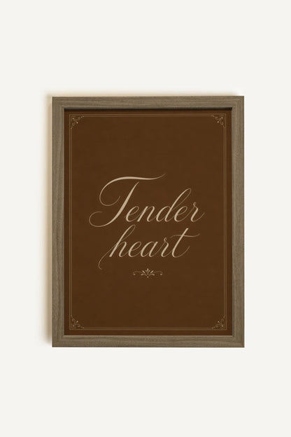 TENDER HEART, Work on canvas, oak brown frame